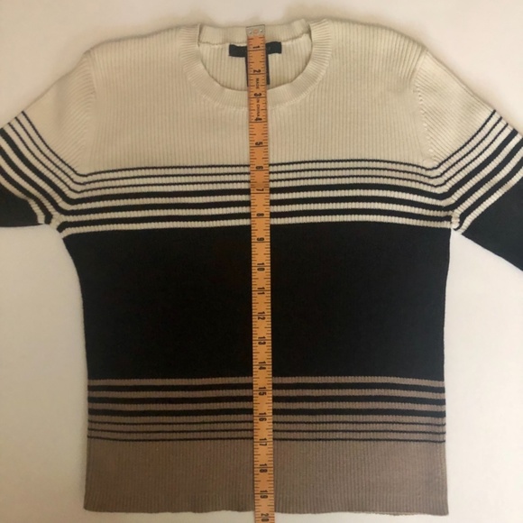Limited Cotton Ribbed Crew Neck Sweater, small, cream,black, taupe - Picture 2 of 7